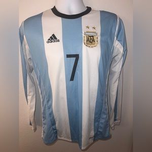 Argentina AFA Di Maria #7 Adidas Climacool Soccer Jersey long sleeve small